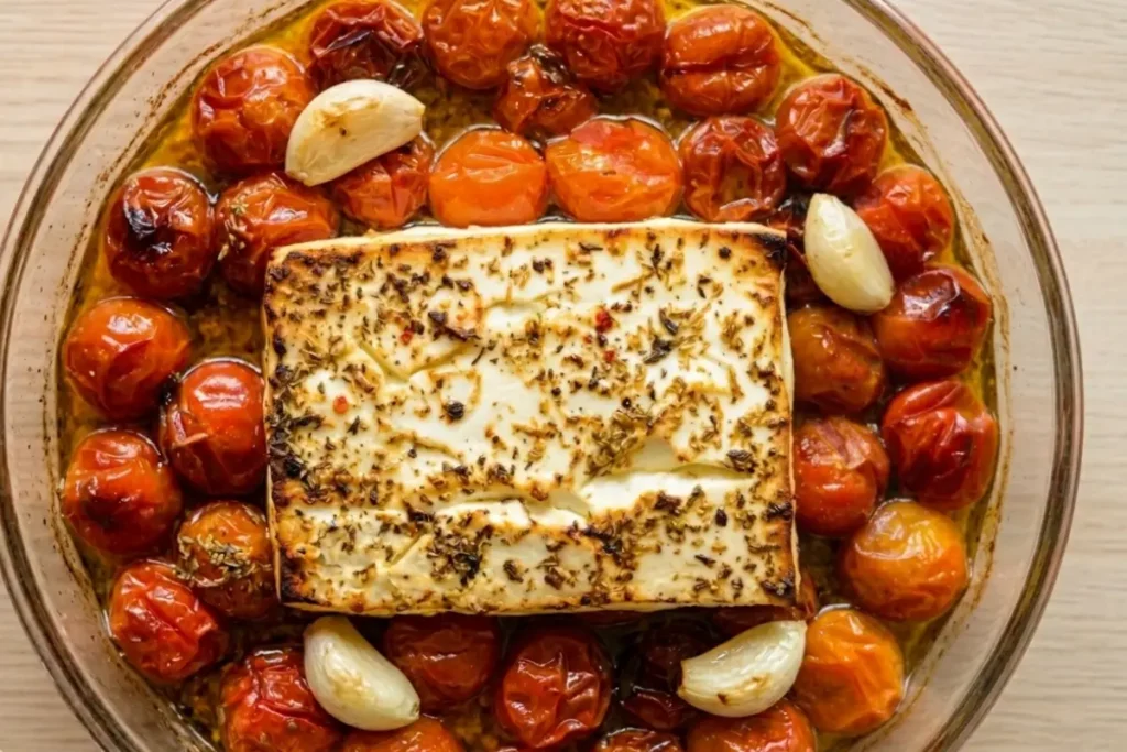 makaron z feta i pomidorkami z piekarnika makaron z feta i pomidorkami