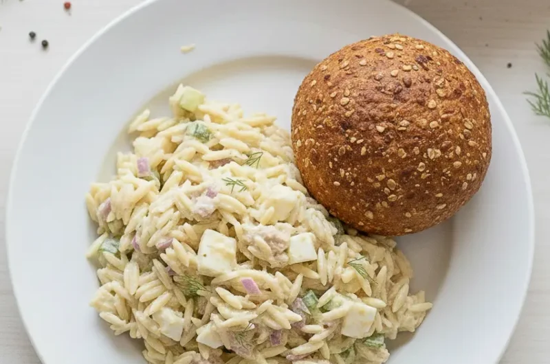 Sałatka z makaronem orzo i tuńczykiem